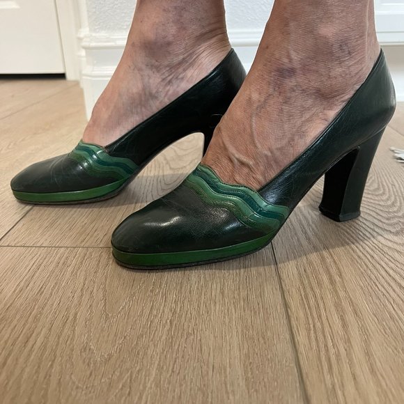 Vintage  Mishelle of Roma Green leather pumps - Picture 4 of 11